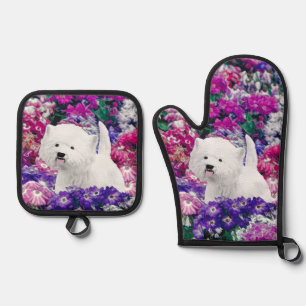 West Highland White Terrier schilderij Westie Dog Ovenwant & Pannenlap Set