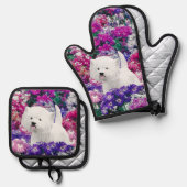 West Highland White Terrier schilderij Westie Dog Ovenwant & Pannenlap Set (Voorkant / Achterkant)