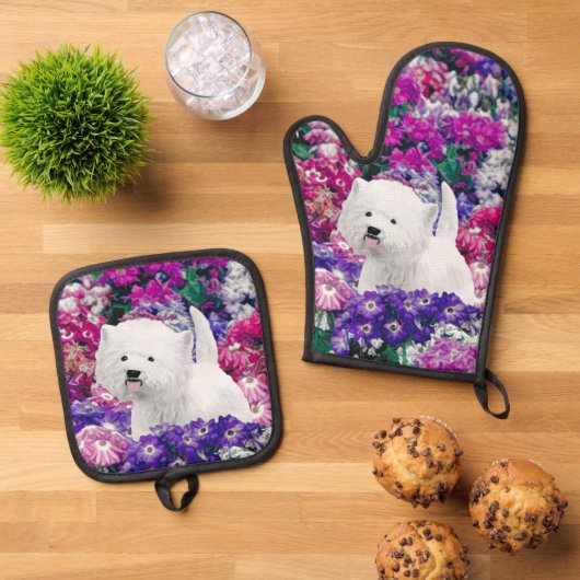 West Highland White Terrier schilderij Westie Dog Ovenwant & Pannenlap Set (Top down)