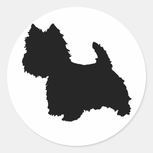 West Highland White Terrier Silhouet Ronde Sticker (Voorkant)