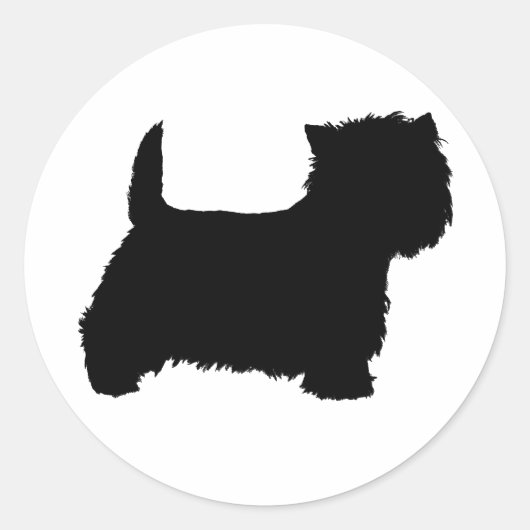 West Highland White Terrier Silhouet Ronde Sticker (Voorkant)
