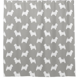 West Highland White Terrier Silhouettes Pattern Douchegordijn
