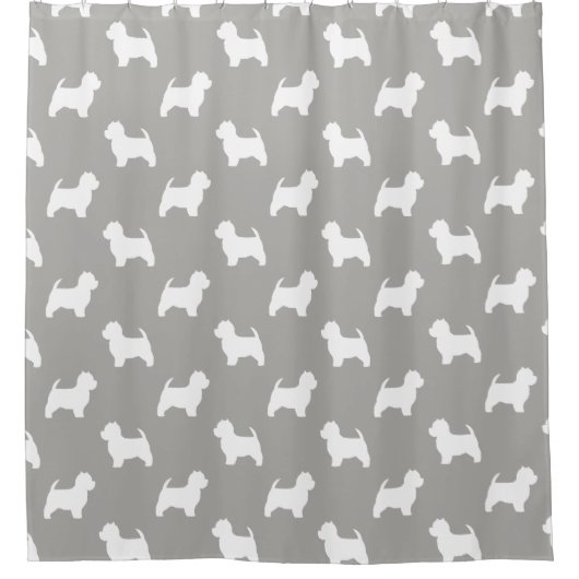 West Highland White Terrier Silhouettes Pattern Douchegordijn (Voorkant)