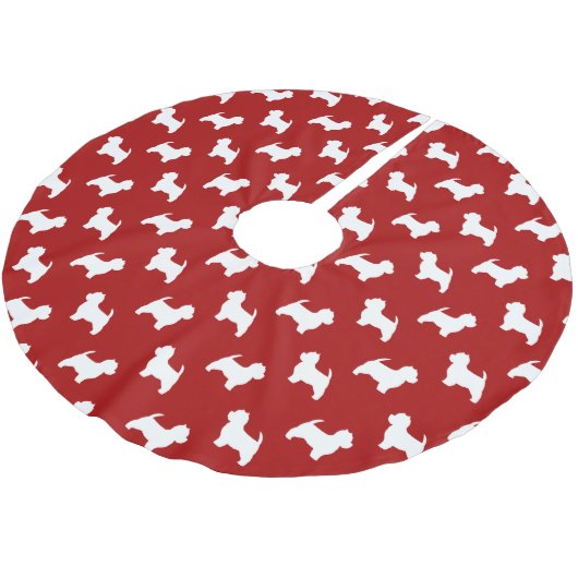 West Highland White Terrier Silhouettes Pattern Kerstboom Rok (Gekanteld)