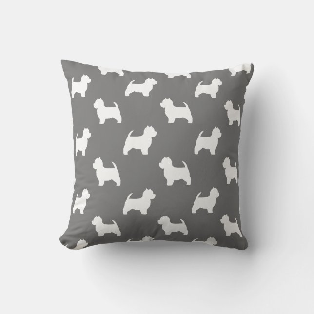 West Highland White Terrier Silhouettes Pattern Kussen (Voorkant)