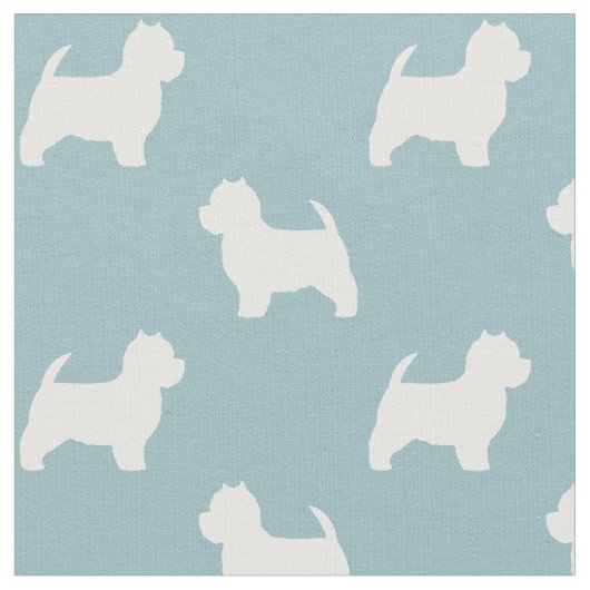 West Highland White Terrier Silhouettes Pattern Stof (Close Up)