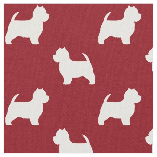 West Highland White Terrier Silhouettes Pattern Stof (Close Up)
