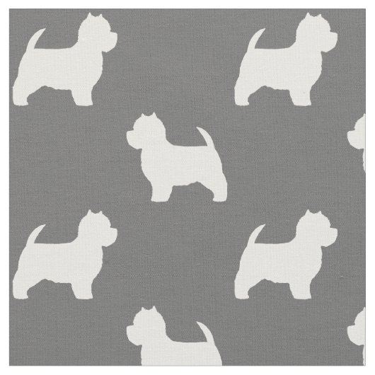 West Highland White Terrier Silhouettes Pattern Stof (Close Up)