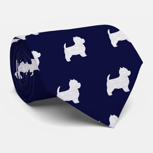 West Highland White Terrier Silhouettes Pattern Stropdas (Opgerold)