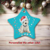 West Highland White Terrier Silver Stars Kerstmis Keramisch Ornament