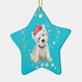 West Highland White Terrier Silver Stars Kerstmis Keramisch Ornament (Links)