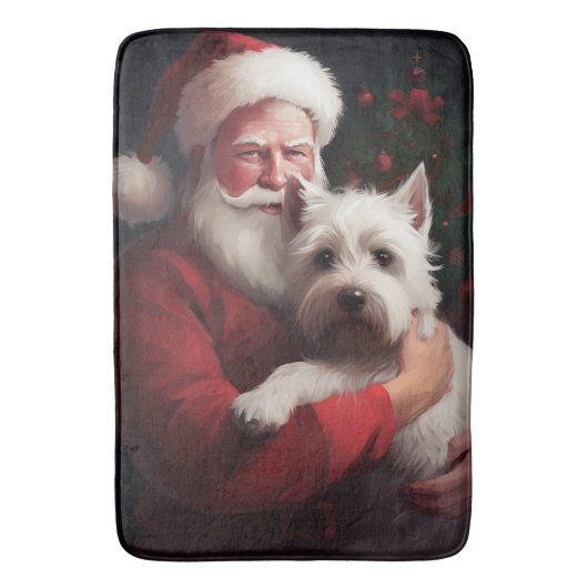 West Highland White Terrier Sinterklaas Kerstmis Badmat (Voorkant Verticaal)