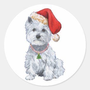 West Highland White Terrier Sinterklaas Ronde Sticker