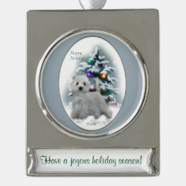 West Highland White Terrier - speciaal kerstfeest Verzilverd Banner Ornament