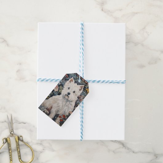 West Highland White Terrier Tapestry stijl Cadeaulabel (Met Touw)