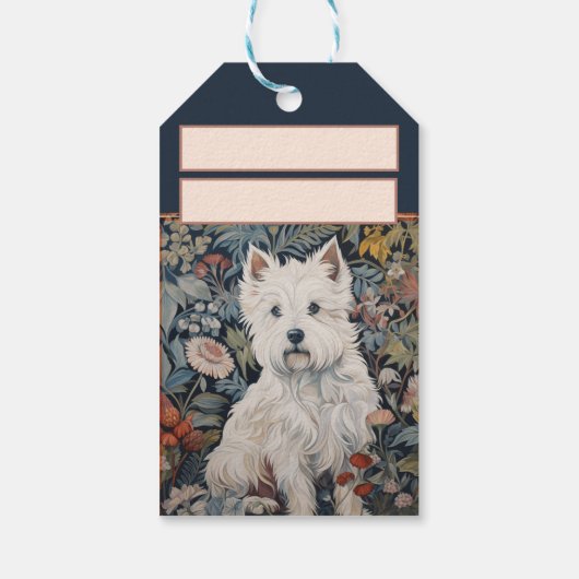 West Highland White Terrier Tapestry stijl Cadeaulabel (Achterkant)