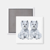 West Highland White Terrier Tweelingen Magneet (Voorkant / Achterkant)
