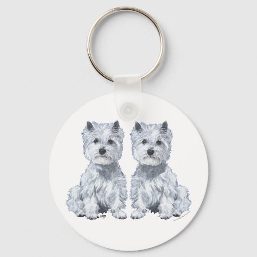 West Highland White Terrier Tweelingen! Sleutelhanger (Voorkant)