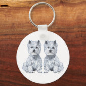 West Highland White Terrier Tweelingen! Sleutelhanger (Voorkant)