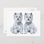 West Highland White Terrier Twins. Briefkaart (Voorkant / Achterkant)