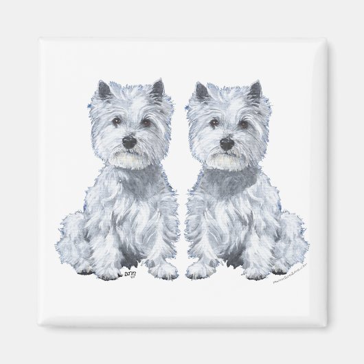 West Highland White Terrier Twins Magneet (Voorkant)
