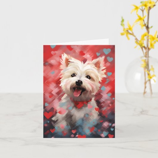West Highland White Terrier Valentijnsdag Kaart (Gele Bloem)