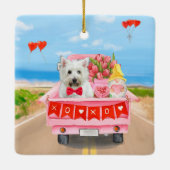 West Highland White Terrier Valentijnsdag Truck Keramisch Ornament (Achterkant)