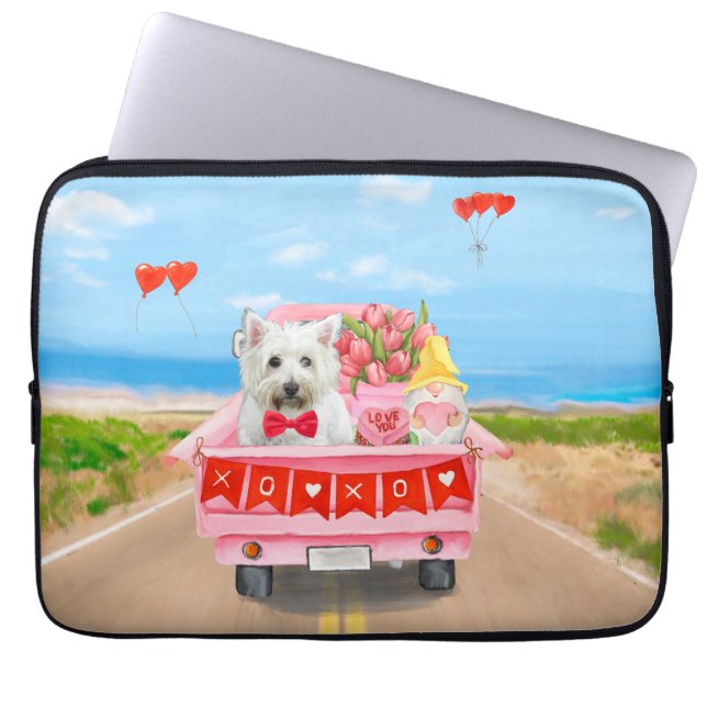 West Highland White Terrier Valentijnsdag Truck Laptop Sleeve (Voorkant)