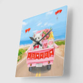 West Highland White Terrier Valentijnsdag Truck Vierkante Klok (Hoek)