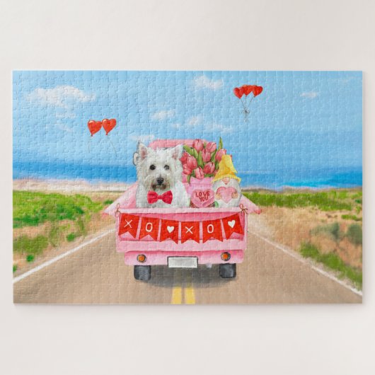 West Highland White Terrier Valentijnsdag vrachtwa Legpuzzel (Horizontaal)