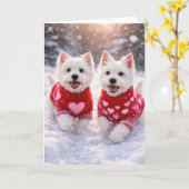 West Highland White Terrier Valentine’s Day Card Kaart (Gele Bloem)