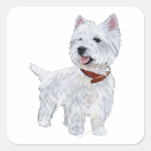 West Highland White Terrier Vierkante Sticker (Voorkant)