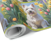 West Highland White Terriër Voorjaarsbloemen Cadeaupapier (Rol Hoek)