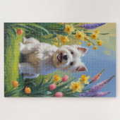West Highland White Terriër Voorjaarsbloemen Legpuzzel (Horizontaal)