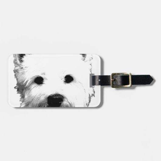 West Highland White Terrier Westie Dog Afbeelding Bagagelabel (Voorkant horizontaal)