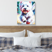 West Highland White Terrier "Westie" Dog Portrait Canvas Afdruk (Insitu (Slaapkamer))