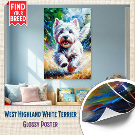 West Highland White Terrier "Westie" Dog Portrait Perfect Poster