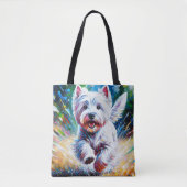 West Highland White Terrier "Westie" Dog Portrait Tote Bag (Voorkant)