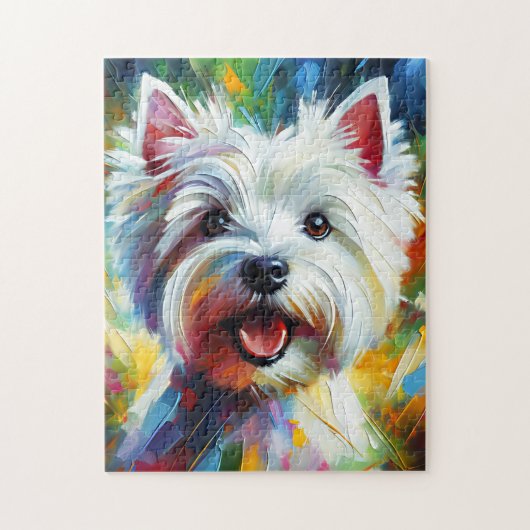 West Highland White Terrier (Westie) Hond Acryl Legpuzzel (Verticaal)