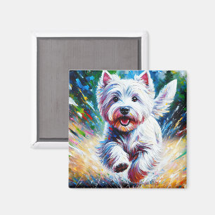 West Highland White Terrier "Westie" Hond Portret Magneet