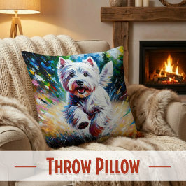 West Highland White Terrier "Westie" Hondenportret Kussen