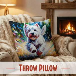 West Highland White Terrier "Westie" Hondenportret Kussen