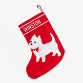 West Highland White Terrier Westie Puppy Dog Kleine Kerstsok (Achterkant (Hangend))