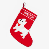 West Highland White Terrier Westie Puppy Dog Kleine Kerstsok (Voorkant (Hangend))