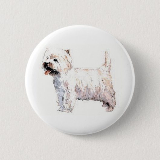 West Highland White Terrier Westie Ronde Button 5,7 Cm (Voorkant)