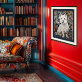 West Highland White Terrier Westie Tapestry Stijl Foto Afdruk