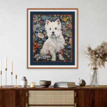 West Highland White Terrier Westie Tapestry Stijl