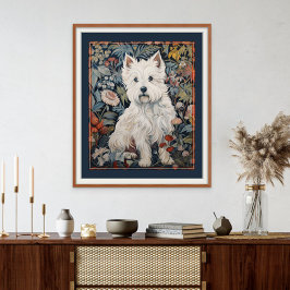 West Highland White Terrier Westie Tapestry Stijl Foto Afdruk