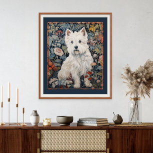 West Highland White Terrier Westie Tapestry Stijl Foto Afdruk