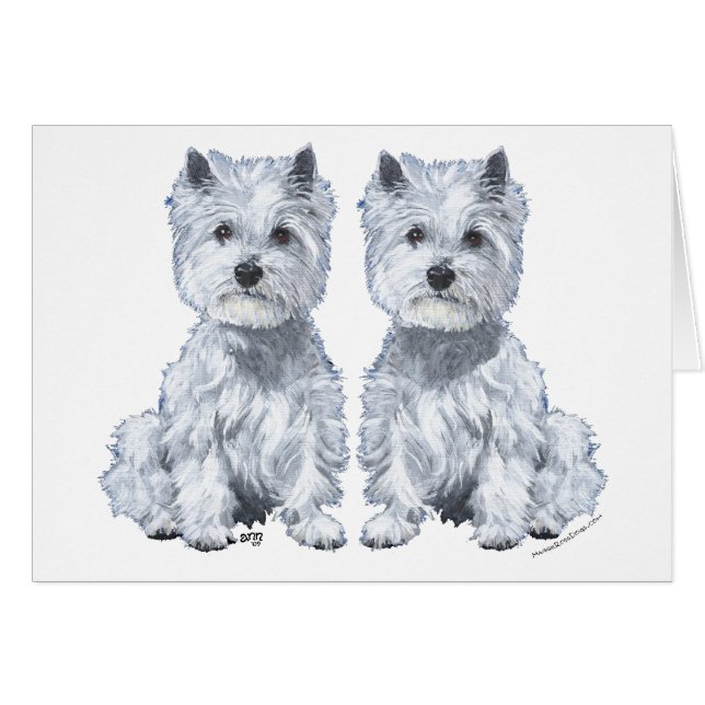West Highland White Terrier Zittende Tweeling! (Voorkant Horizontaal)